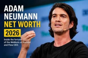 Adam Neumann speaking at an event in 2026